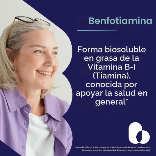 Vista 2 de BESTVITE Benfotiamina 300mg (60 cápsulas vegetales) - Sin estearatos