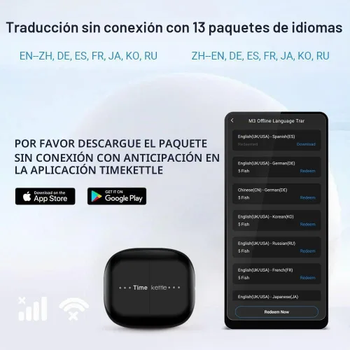 Vista 3 de Timekettle Auriculares Traductor M3 3 en 1 con traducción en tiempo real Negro