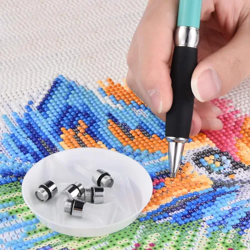 Vista 6 de Bolígrafo de arte cuadrado de diamante, bolígrafos ergonómicos de metal con cabezales de taladro cuadrados y redondos, además de puntas multiplacer