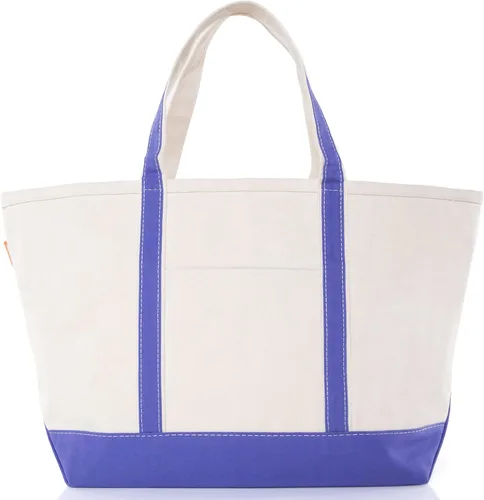 Vista 22 de CB STATION Bolso grande clásico – Bolsa de lona para mujer – Diseño multicolor, perfecta para viajes y compras En blanco: azul bebé