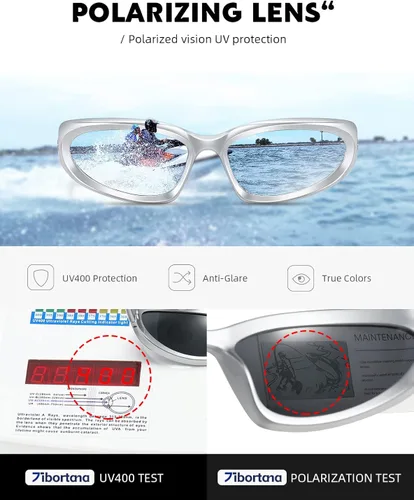 Vista 5 de Tibortana Gafas de sol polarizadas envolventes Y2k para hombres y mujeres, modernas, ovaladas, oscuras, futuristas