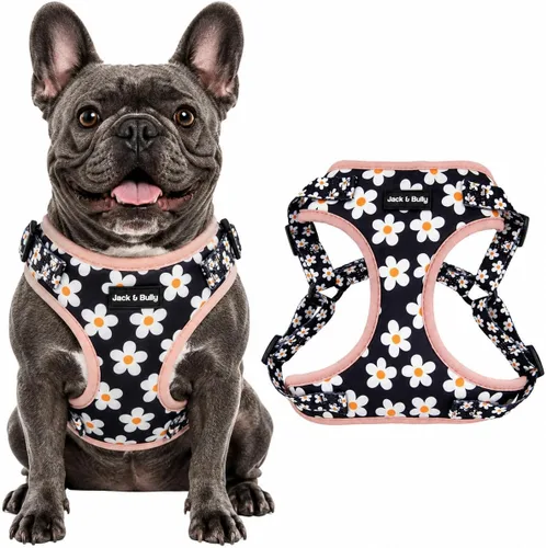 Vista 14 de Jack & Bully Arnés para perro, chaleco sin tirones, de neopreno ajustable, suave con malla transpirable, para todo tipo de clima, bulldog francés