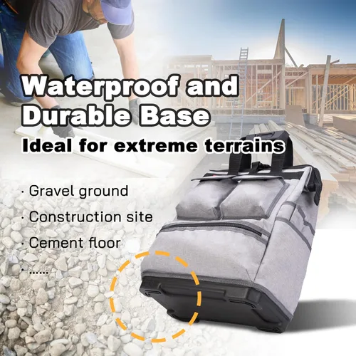 Vista 3 de Mochila de herramientas con compartimento para laptop Bolsas de herramientas resistentes con base moldeada impermeable, soporte trasero acolchado