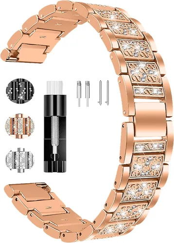 Vista 11 de FitTurn Bandas brillantes de joyería para Amazfit Bip 6/Bip 5 Band para mujeres y hombres, correa de metal de repuesto para Amazfit Bip 6