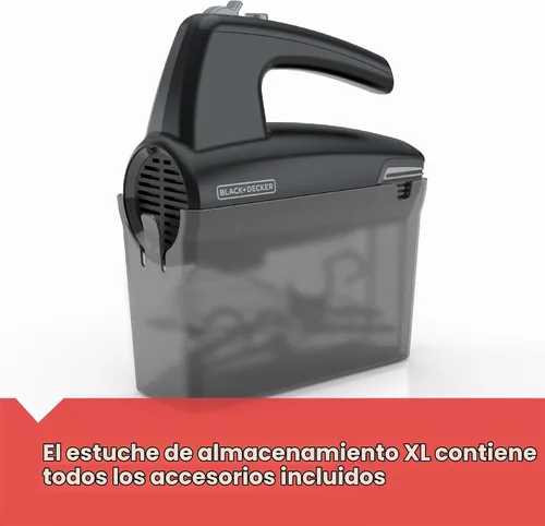 Vista 6 de BLACK+DECKER Batidora de mano de 5 velocidades, 250 vatios para mezclar masas, masas, untables y más, función Turbo Boost y evitar salpicaduras