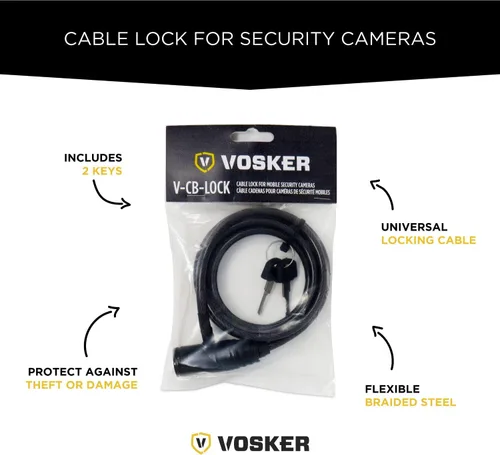 Vista 6 de Vosker Candado de cable de 2 teclas para cámaras de seguridad Acero trenzado flexible de 6 pies de largo Cable de bloqueo universal y cable