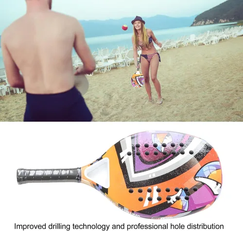 Vista 4 de Raqueta de tenis de fibra de carbono, raqueta profesional del pádel del tenis de playa para el gimnasio casero de la escuela