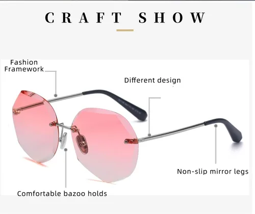 Vista 4 de GAOXIN Lentes de sol de montura grande sin montura para hombres y mujeres, parasoles festivos al aire libre (color D, tamaño M)