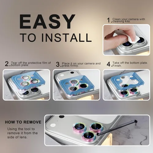 Vista 222 de Choiche Compatible para iPhone 16 Pro/iPhone 16 Pro Max Protector de Lente de Cámara, Vidrio Templado 9H Protector de Pantalla de Cubierta de Cámara