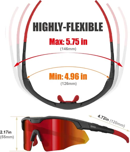 Vista 6 de Gafas de sol de béisbol pequeñas envolventes para jóvenes, niños y mujeres, para correr, ciclismo, deportes al aire libre