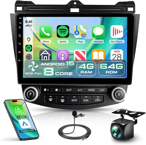 Vista 10 de Para Honda Accord 7th 2003 2004 2005 2006 2007 Android Car Stereo con Carplay inalámbrico/Android Auto 10.1 "Pantalla táctil Autoradio Soporte WiFi