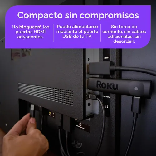 Vista 5 de Roku Streaming Stick Plus con control remoto por voz - 4K y HDR10+