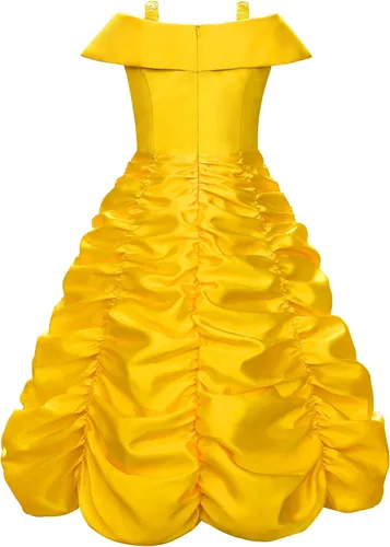Vista 2 de Vestidos de princesa para niñas, disfraces de Halloween, cosplay, cumpleaños, color amarillo