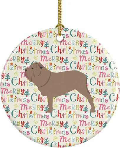 Vista 31 de Caroline's Treasures Affenpinscher - Adorno de cerámica con texto en inglés "Merry Christmas", multicolor para colgar en el árbol de Navidad