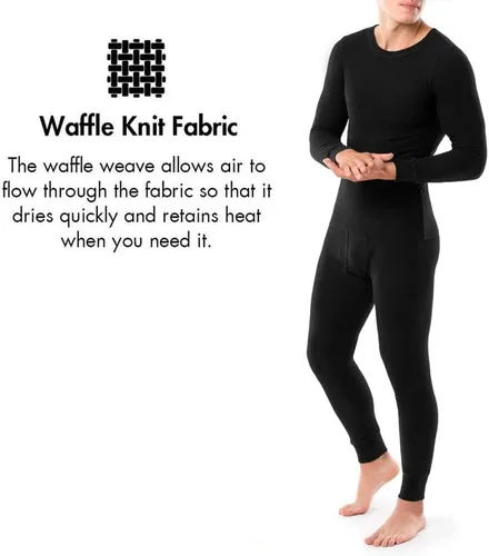 Vista 5 de Nautica Conjunto de capa base de manga larga para hombre, cuello redondo, waffle, ropa interior térmica