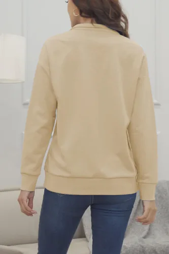 Vista 6 de KINGFEN Sudadera de manga larga con cremallera de un cuarto para mujer