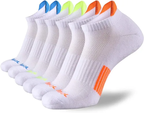 Vista 9 de JOYNÉE Calcetines deportivos para hombre de corte bajo con amortiguación para correr, transpirables, cómodos para deportes, paquete de 6