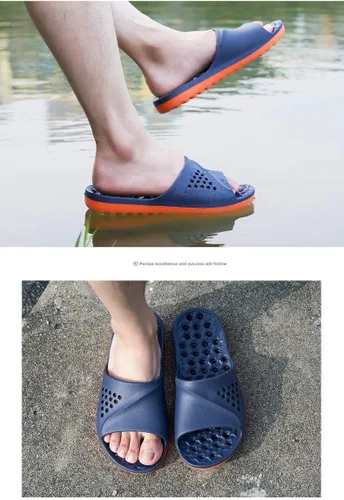 Vista 2 de Pantuflas de baño y playa, para hombre, antideslizantes, informales, para masaje de verano, suela suave, sandalias de masaje para hombre, talla 11