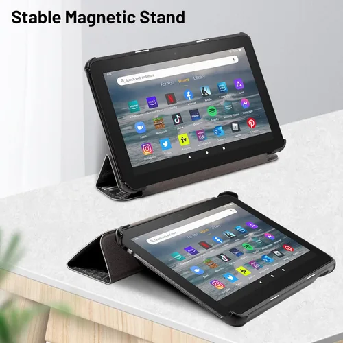 Vista 6 de Dteck Funda delgada para tablet Fire 7 de 12ª generación 2022, ligera, inteligente, con soporte triple y función de encendido y apagado automático