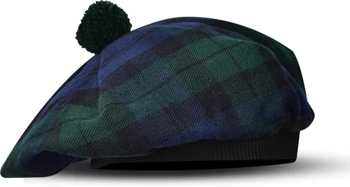 Vista 21 de Sombrero escocés Tam o Shanter Gorro escocés Tartan P.V Tartan (poliviscosa) Mezcla de lana con pompón Talla única para todos.
