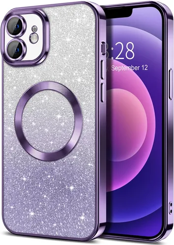 Vista 59 de Hython Funda para iPhone 13 Pro transparente con purpurina magnética [compatible con MagSafe] Protector completo de lente de cámara delgado