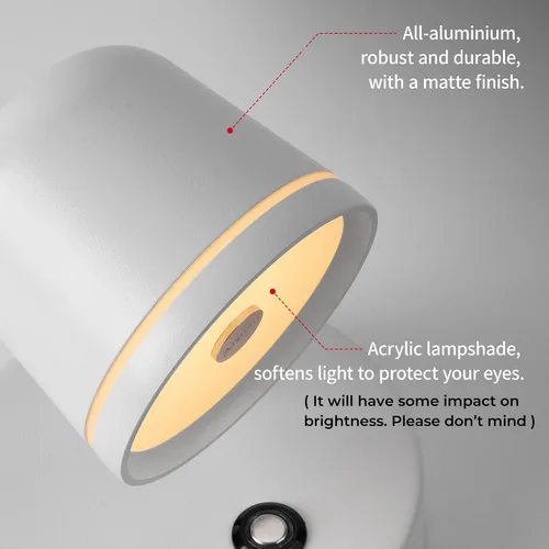 Vista 6 de Aisilan - Aplique de pared, luz de pared regulable al tacto con 3 temperaturas de color, lámpara de pared LED ajustable de 7 W CRI97, moderno Blanco