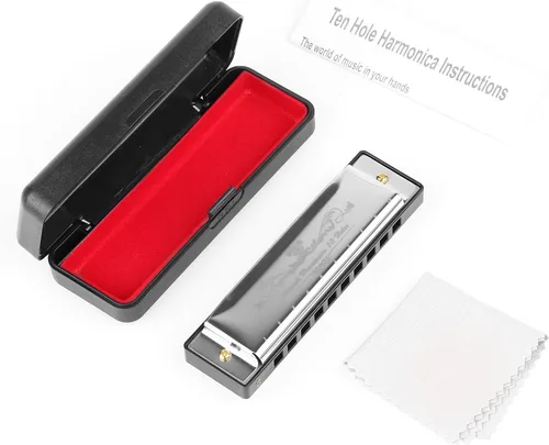 Vista 5 de Anwenk Llave de armónica C 10 hoyos 20 tonos Diatonic Armónica C con estuche para principiantes, regalo de Navidad