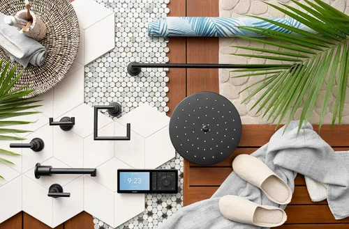 Vista 7 de Moen Mosaic Matte Black Round Two Function Body Spray, requiere válvula, TS1422BL