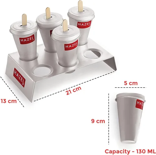 Vista 3 de Molde Kulfi de aluminio, 12 (6+6) Juego de moldes para Kulfi con 2 soportes y 24 palitos de helado, kit de bricolaje, molde reutilizable para hacer