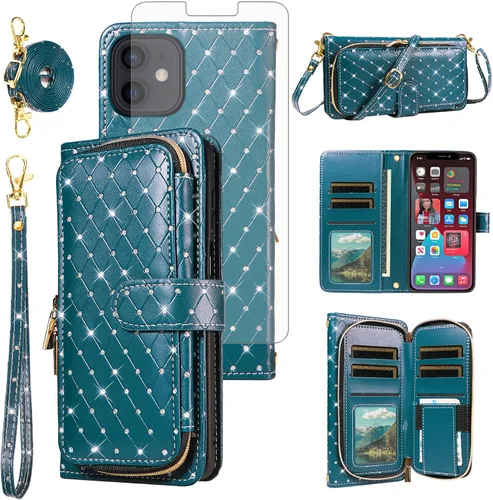 Vista 149 de Funda para teléfono iPhone 6 6S con cremallera y protector de pantalla con protector de pantalla, correa de cordón cruzado, ranura para iPhone 6 Six