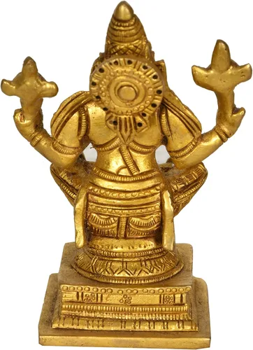 Vista 2 de Exotic India Yoga Narasimha - Estatua de latón