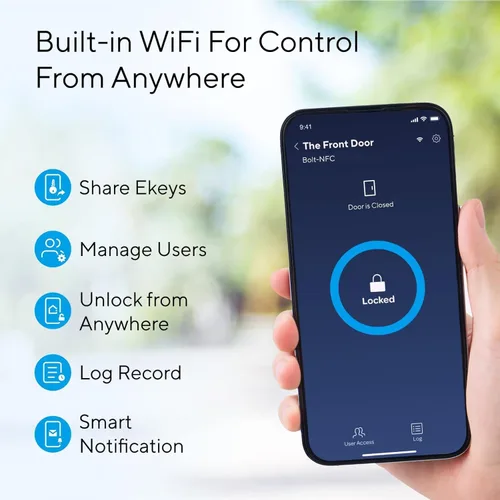 Vista 4 de ULTRALOQ Cerradura Inteligente de Puerta NFC Upgrade Bolt 2025, Cerrojo WiFi Integrado 6-en-1 Teclado de Entrada sin Llave y Sensor de Puerta
