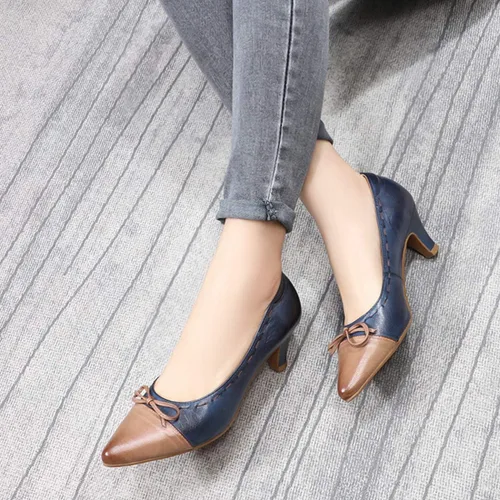 Vista 5 de Mona flying Zapatos de tacón de cuero para mujer, elegantes, clásicos, cómodos, elegantes, hechos a mano