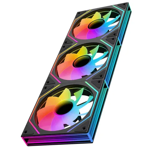 Vista 8 de Star Trall ARGB Ventilador de carcasa de computadora con hoja inversa, ventilador de refrigeración con diseño de espejo infinito de doble cara Negro