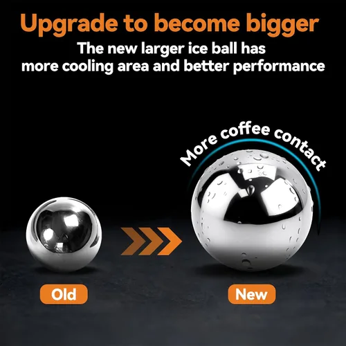 Vista 6 de Paquete de 2 bolas de café espresso congelado XL para café expreso, bola de enfriamiento de espresso de acero inoxidable
