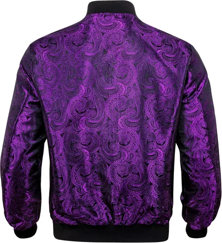 Vista 7 de YOHOWA Chaqueta de lentejuelas para hombre, ligera, cortavientos, estampado de cachemira, corte ajustado, abrigo de bombardero resistente al viento