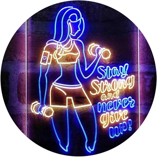 Vista 18 de ADVPRO Fitness Club Gym Stay Strong Never Give Up Dual Color LED Neon Sign azul & rojo 8 x 12 pulgadas st6s23-i4043-br