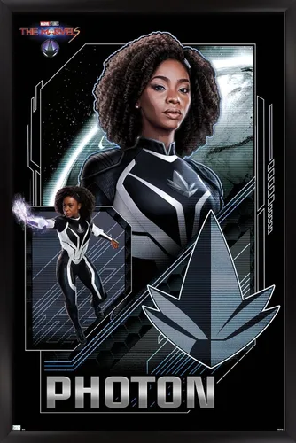 Vista 8 de Trends International Marvel The Marvels - Póster de pared con fotones, 22.4 pulgadas de largo x 14.7 pulgadas, versión enmarcada de madera de granero