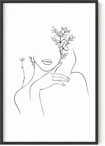 Vista 19 de HAUS AND HUES Arte de pared minimalista - Dibujo moderno de líneas abstractas, impresión de boceto femenino simple, obra de arte para el hogar