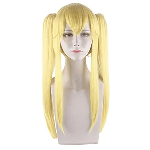 Vista 4 de JabrOn Anime Kakegurui Mary Saotome Meari Wigs Blonde Ponytails Heat Resistant Hair Cosplay Wig + Wig Cap Halloween Accessories