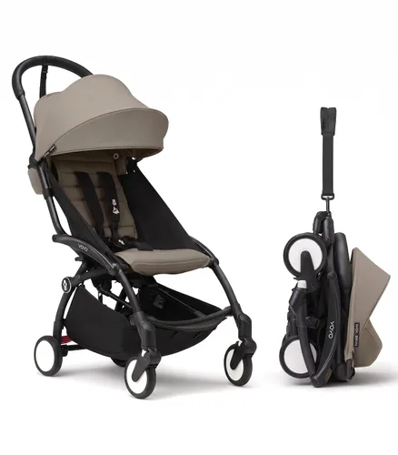 Vista 14 de Stokke YOYO3 Cochecito desde 6 meses - Incluye marco blanco/cojín de asiento color aguamarina + dosel - Se pliega y despliega en un instante