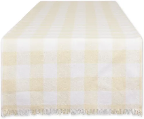 Vista 24 de DII Colección de Mesa a Cuadros Pesada con Flecos, Camino de Mesa, 14x72 pulgadas, Gris 2-Gris
