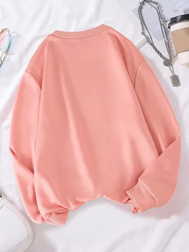 Vista 2 de SOLY HUX Sudadera de manga larga con cuello redondo y estampado de letras de corazón para niña