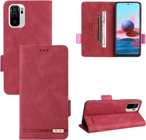 Vista 10 de Compatible con Xiaomi Redmi Note 10 4G/Note 10S, cubierta trasera magnética con tapa plegable de cuero con ranura para tarjetero Negro