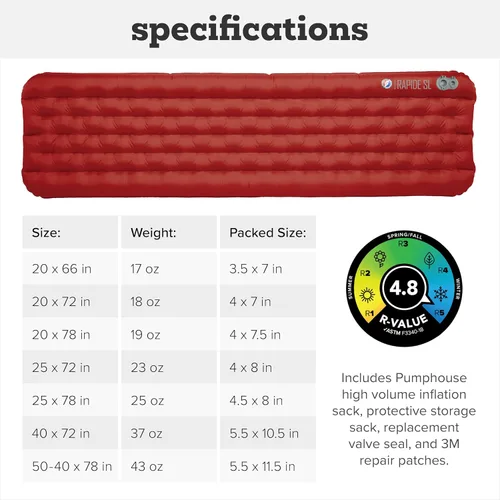 Vista 7 de Big Agnes Rapide SL - colchón inflable aislante, ultraligero, compacto para todas las estaciones de mochilero y senderismo, bolsa de bombeo