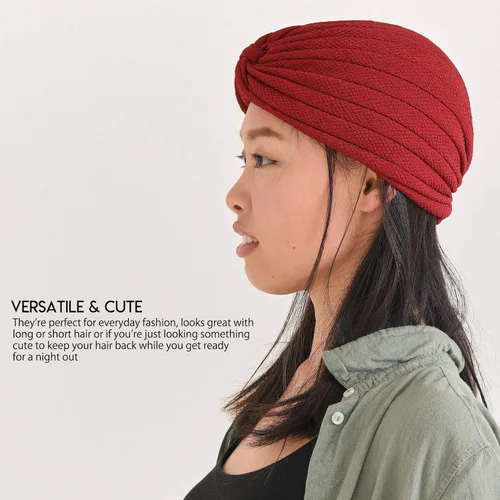 Vista 6 de CHARM Turbante de moda para mujer, diseño bohemio para fiesta india