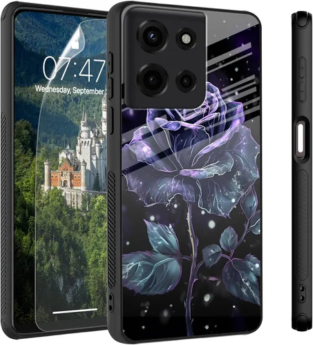 Vista 50 de Funda para Motorola Moto Edge 2022, cubierta trasera de vidrio templado con protector de pantalla, funda protectora a prueba de golpes para Motorola