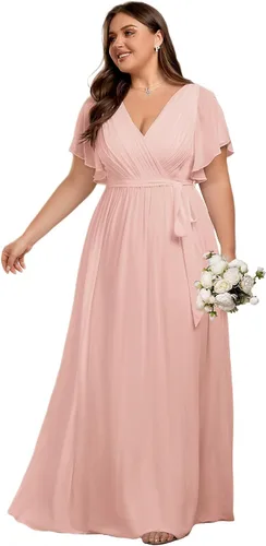Vista 13 de Ever-Pretty Plus Vestidos de dama de honor formales de gasa para mujer Negro