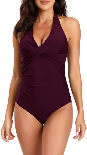 Vista 2 de Bikini de una pieza para mujer, con cuello en V profundo, espalda baja, floral, traje de baño sexy para la playa