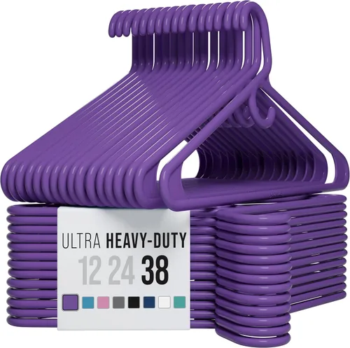 Vista 16 de NEATERIZE Perchas de ropa de plástico ultra resistentes - Aqua - Percha duradera para abrigos, trajes y ropa. Perchas De Ropa (Paquete de 12 - Aqua)